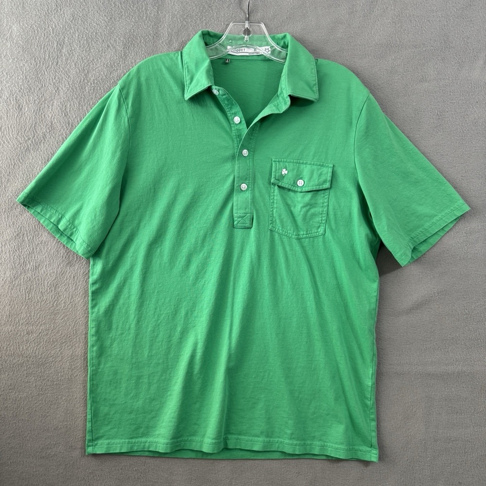 Criquet Polo Shirt Mens Medium Green Pima Cotton Golf Casual Preppy